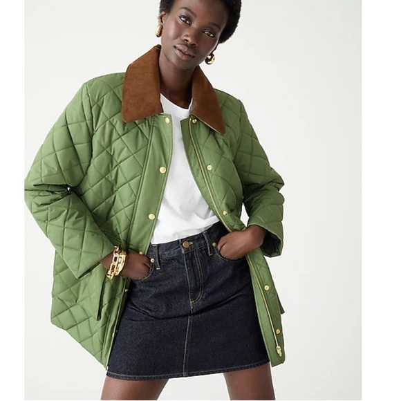 J. Crew Heritage quilted Barn Jacket with PrimaLoft BT827 green